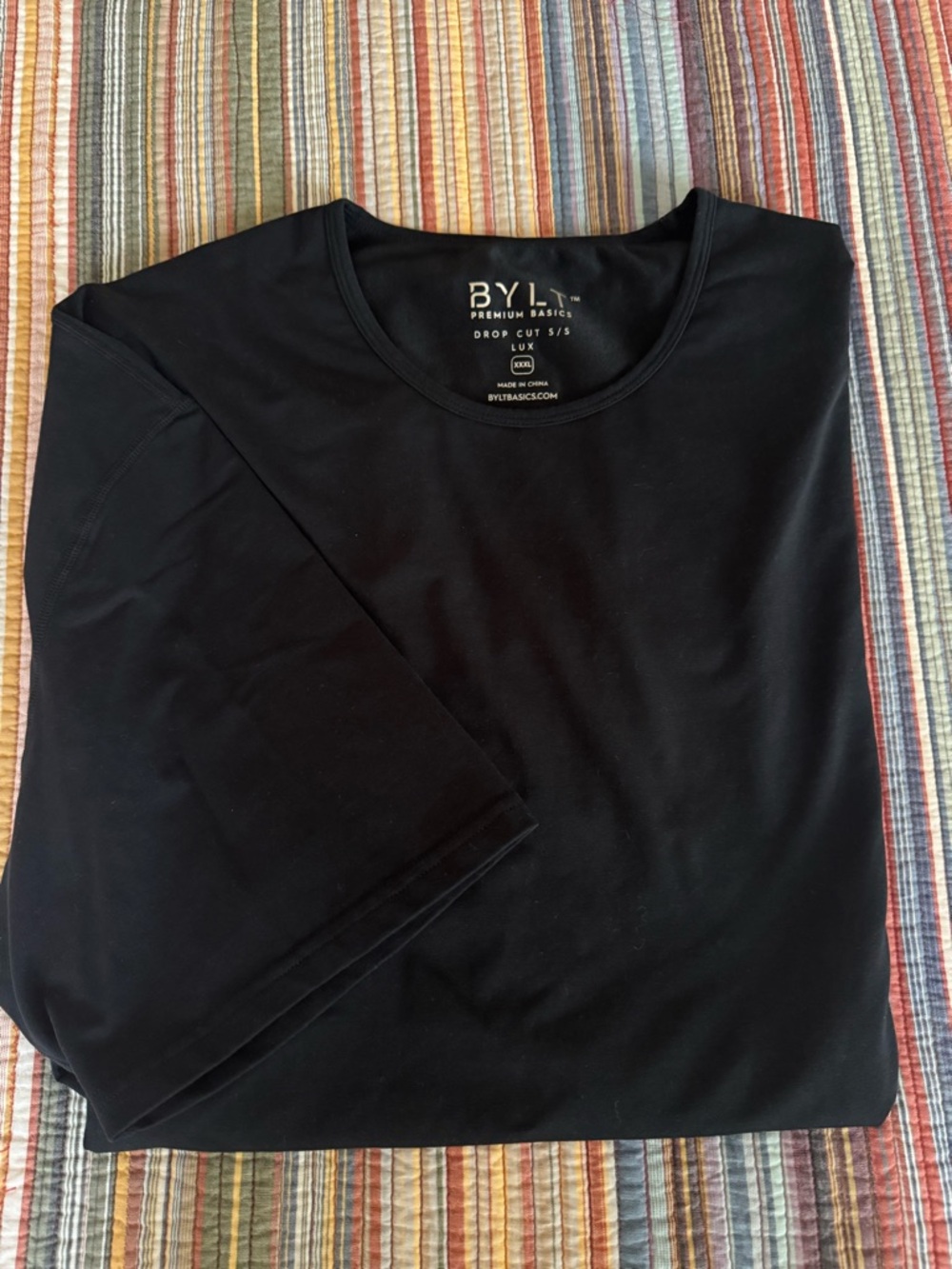 BYLT Premium Basics Men's Drop Cut short sleeve LUX Stretch T-Shirt Black 3XL